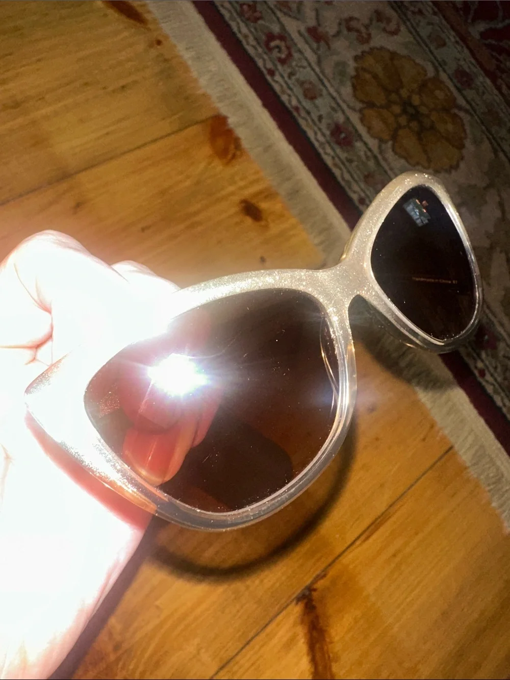 Vera Wang Cat Eye Sunglasses in Sparkling Gold with Brown Lenses